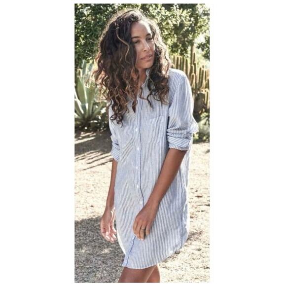 Frank & Eileen Mary Classic Linen Button Up Striped Dress Size Large - Picture 1 of 14